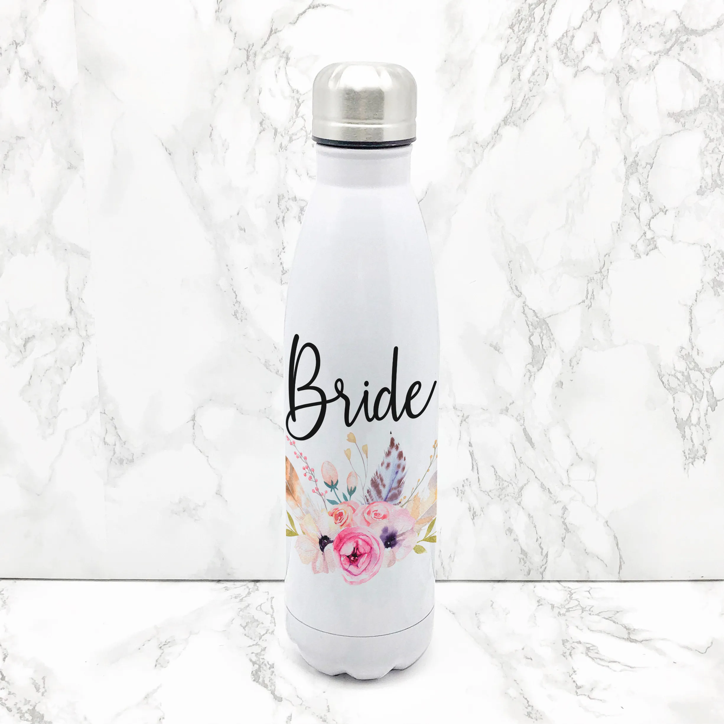 Wedding Role Boho Floral Travel Flask Bride Bridesmaid Maid of Honour