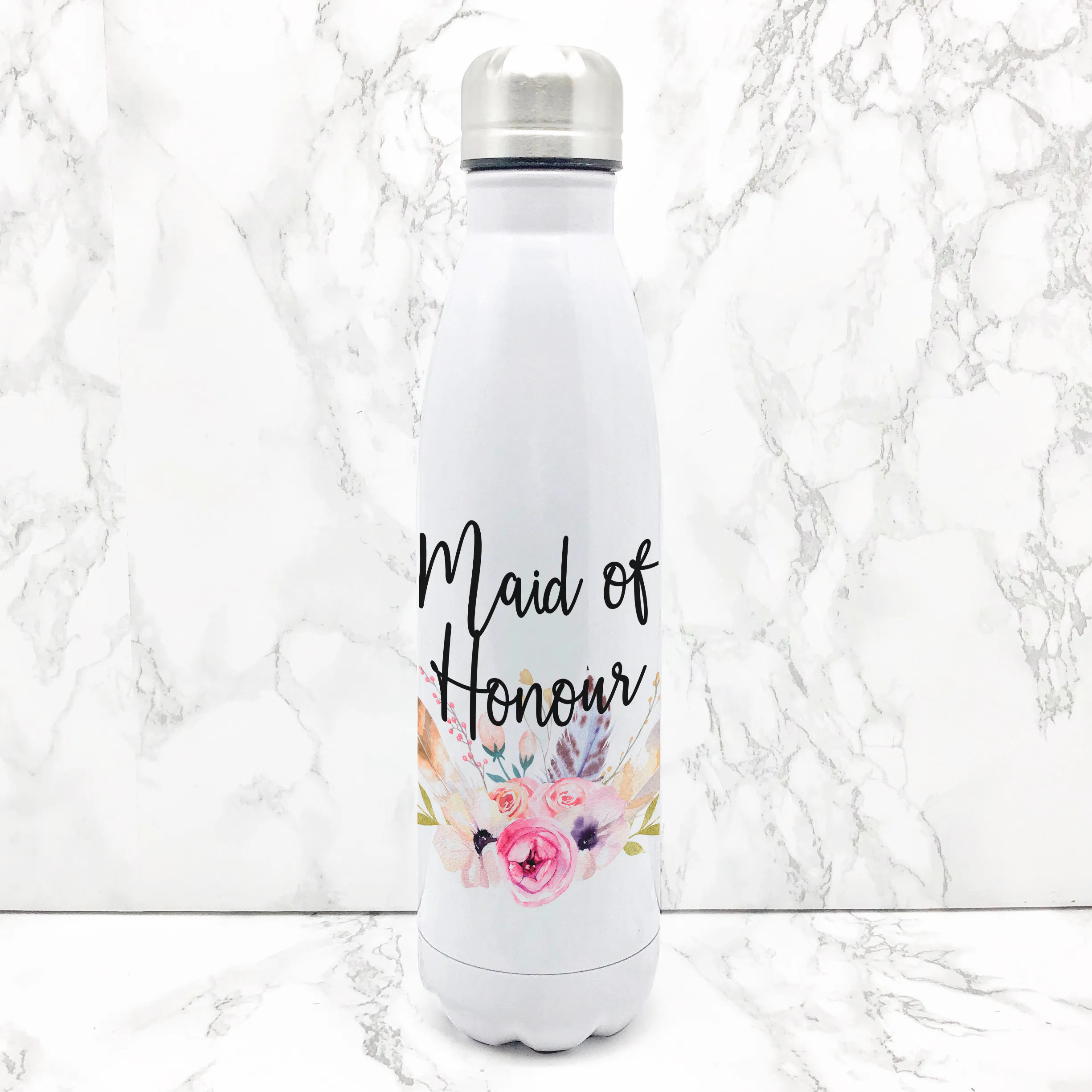 Wedding Role Boho Floral Travel Flask Bride Bridesmaid Maid of Honour