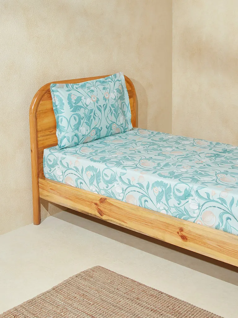 Westside Home Aqua Fruit Single Bed Fitted Sheet and Pillowcase Set