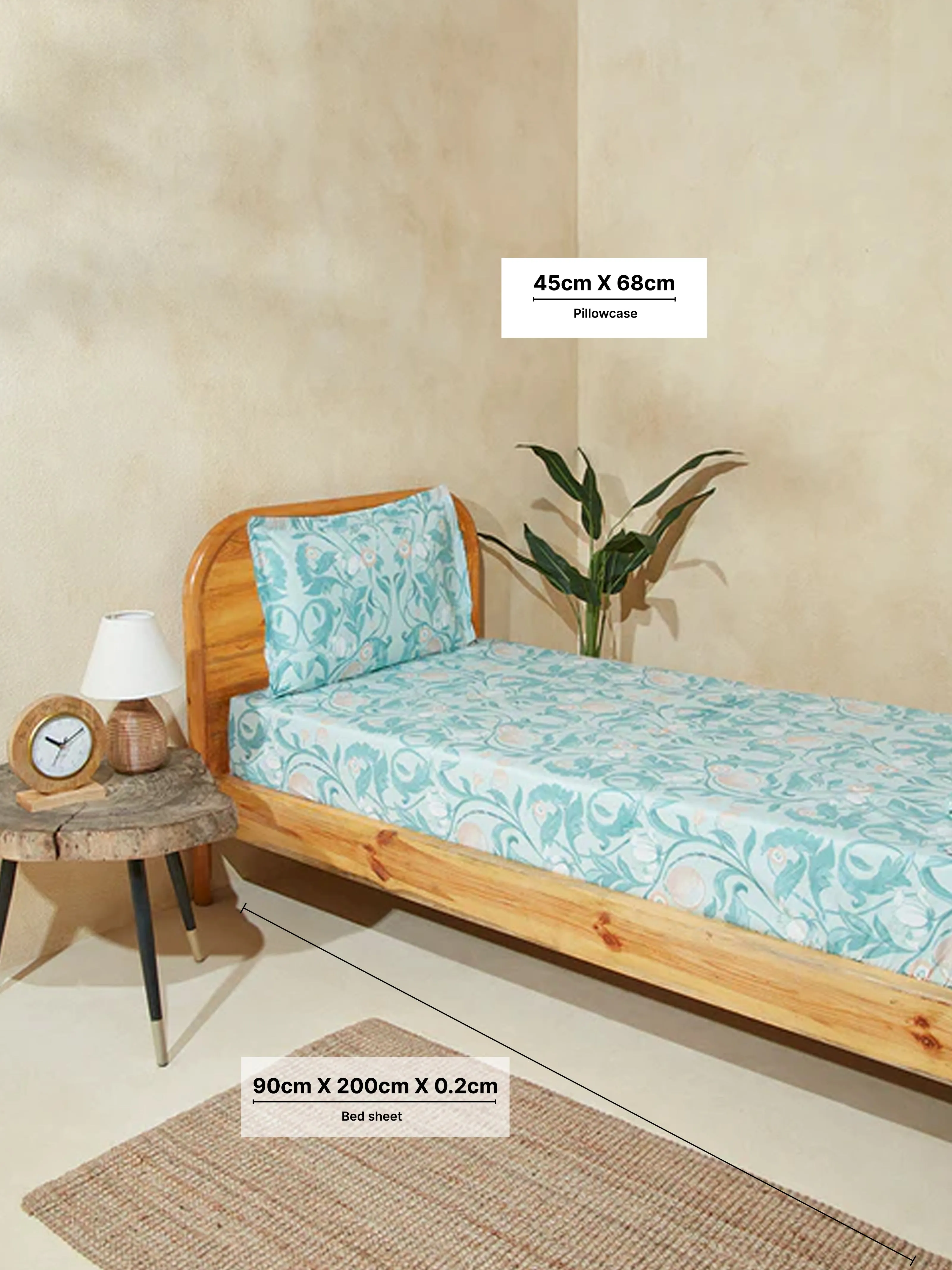 Westside Home Aqua Fruit Single Bed Fitted Sheet and Pillowcase Set