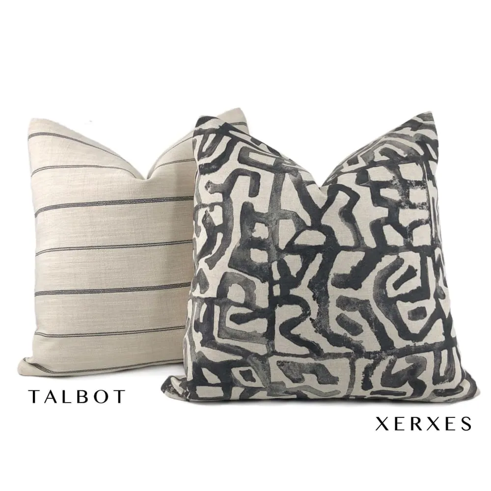 Xerxes Black Beige Abstract Tribal Print Pillow Cover