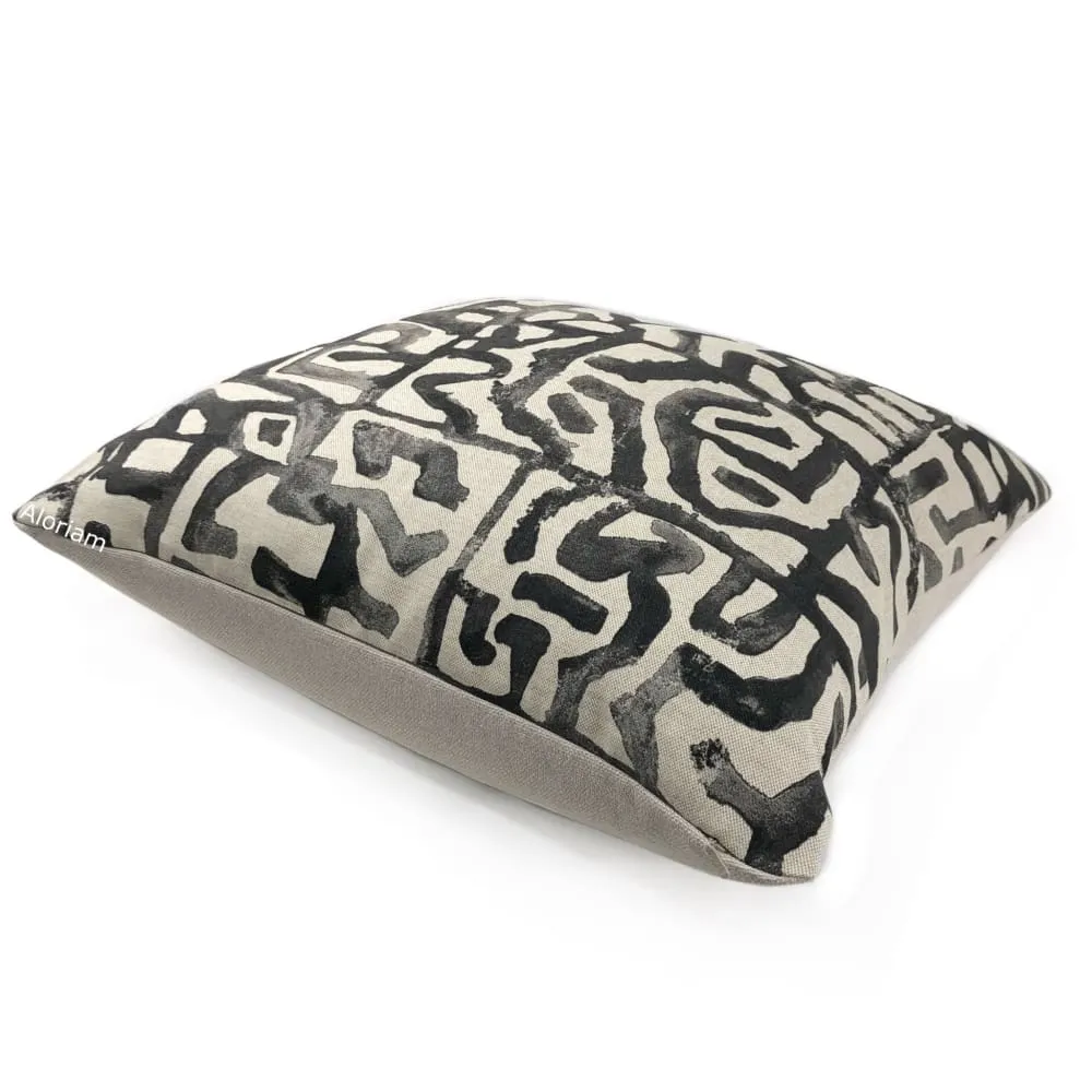 Xerxes Black Beige Abstract Tribal Print Pillow Cover