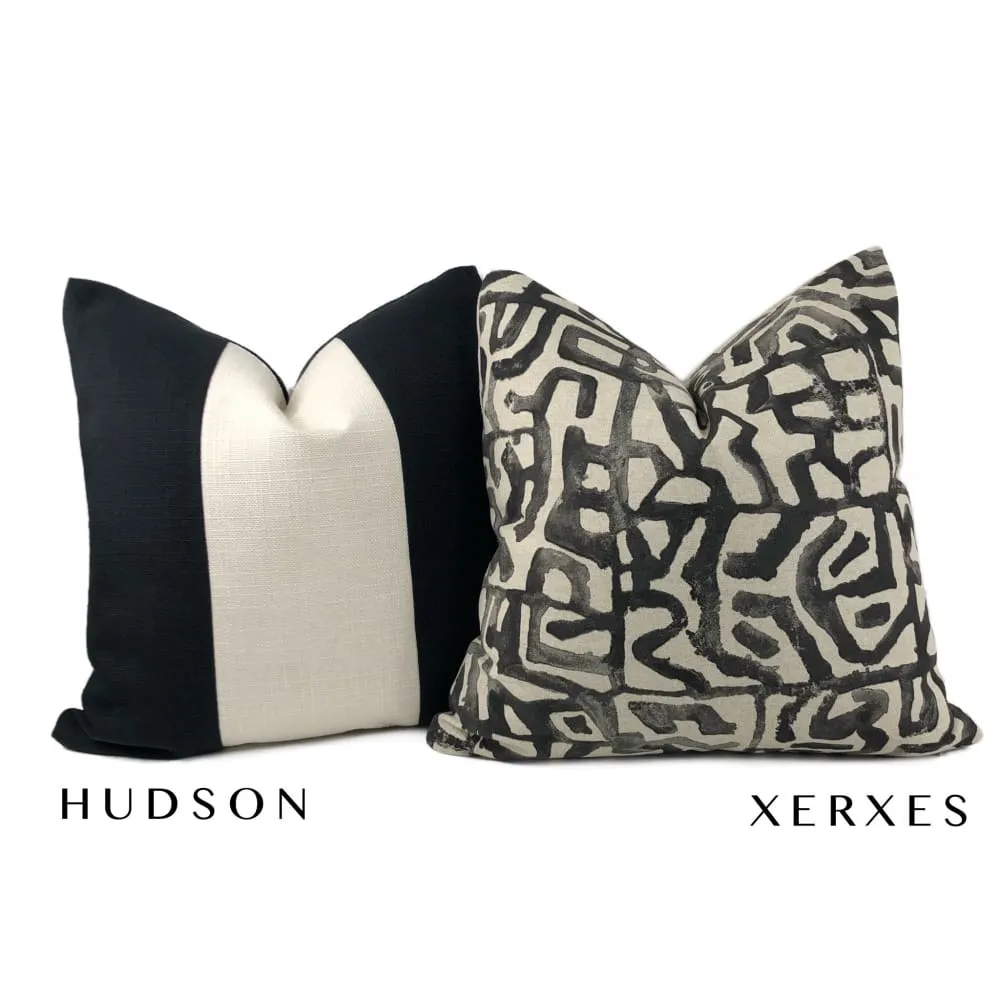 Xerxes Black Beige Abstract Tribal Print Pillow Cover