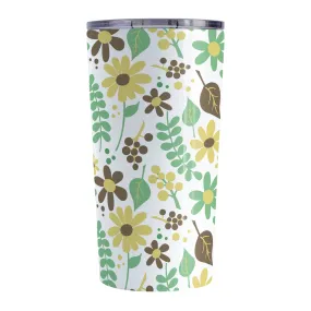 Yellow Green Brown Floral Pattern Tumbler Cup