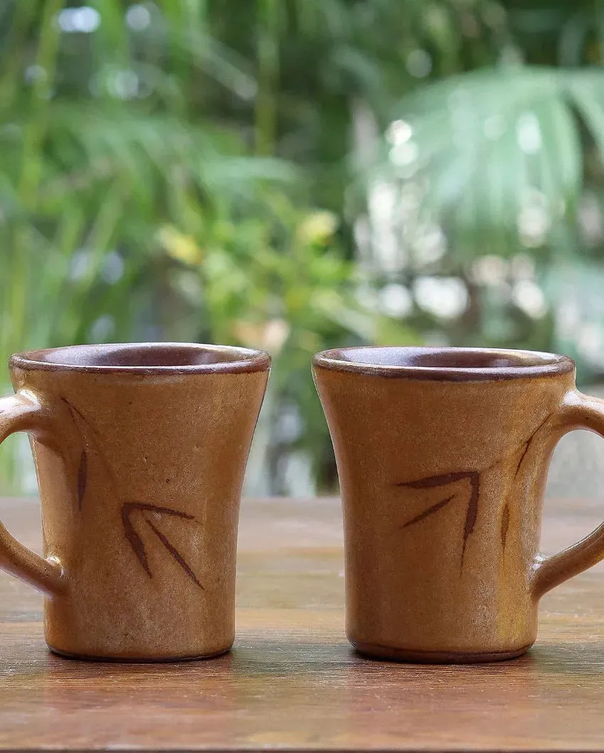 Yellow Moha Ceramic Mugs | Set of 2 | 250 ML