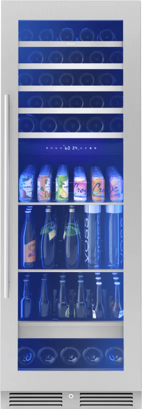 Zephyr PRWB24F02BG Presrv Wine and Beverage Cooler, 24in, Full Size, SS Glass, Reversible Door, 2 Zones